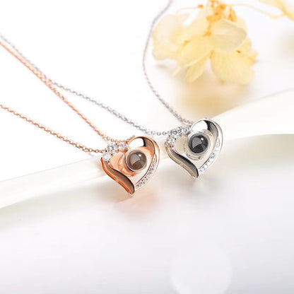 Sparkling Heart Projection Necklace P003