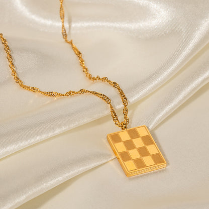 Geometric Gold Vintage Square Necklace