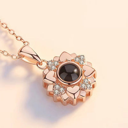 Dazzling Sunflower Diamond Projection Necklace P001