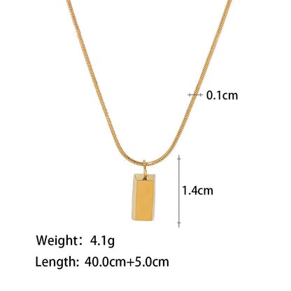 Timeless Brilliance 18K Gold Rectangular Pendant Necklace