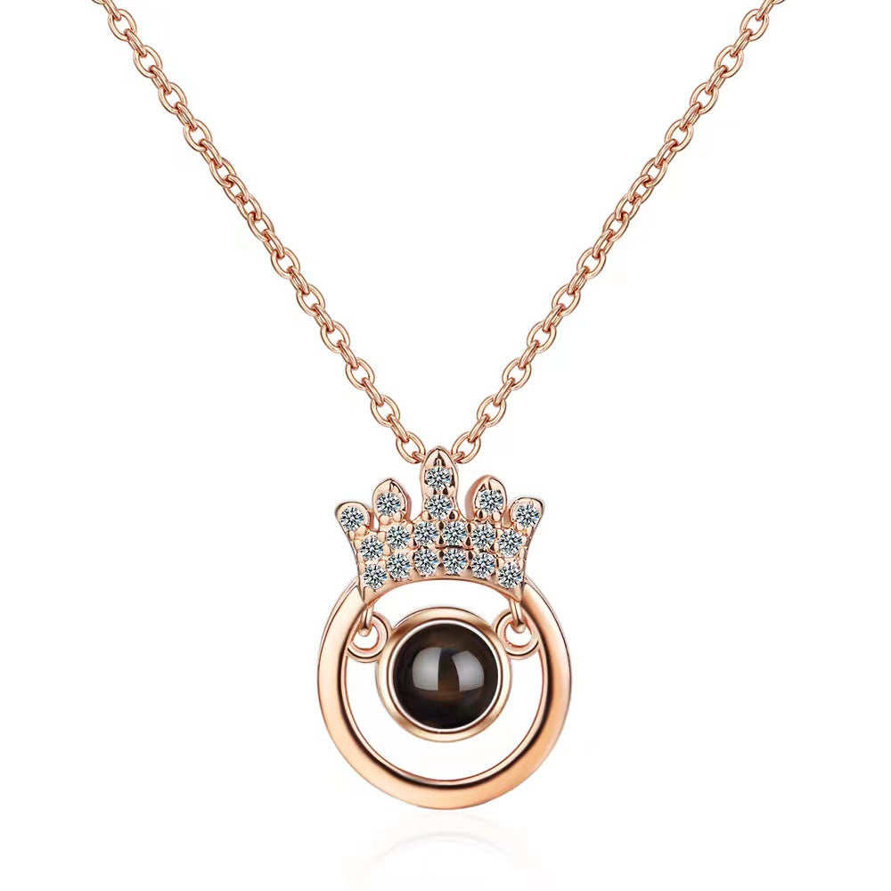 Dazzling Crown Diamond Projection Necklace N021