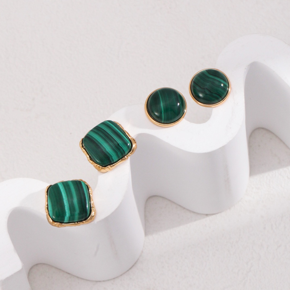 Esmeralda Malachite Gemstone Earring