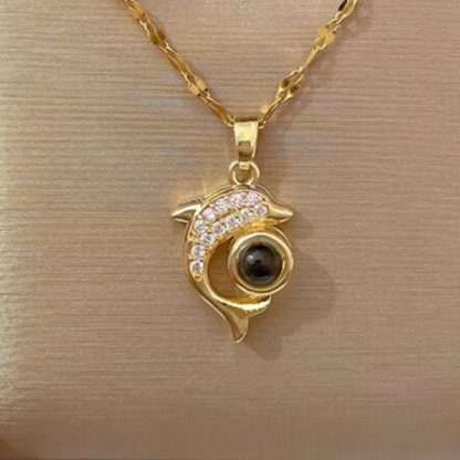 Timeless Prezzie Sparkling Dolphin Projection Necklace P010