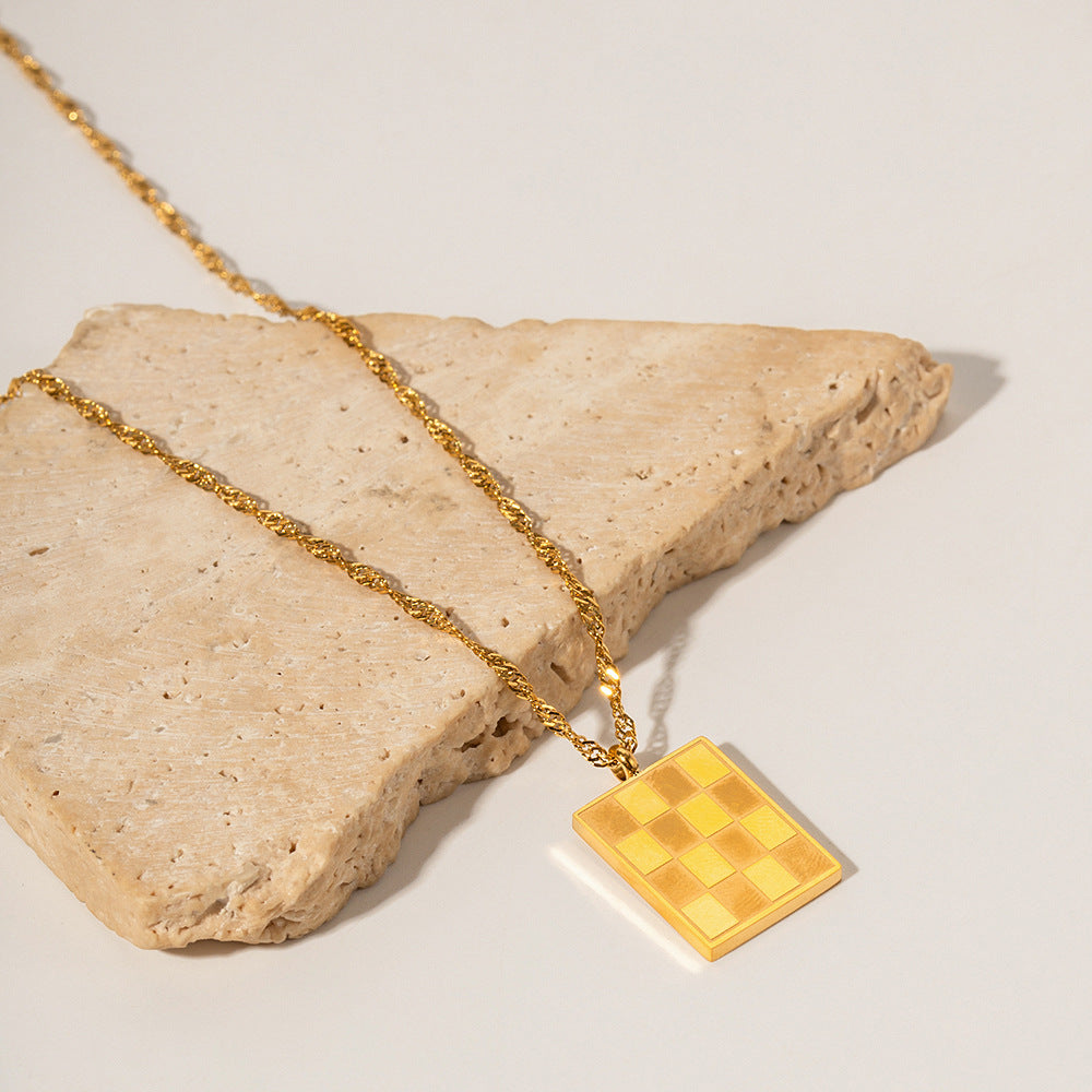 Geometric Gold Vintage Square Necklace