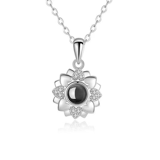 Dazzling Sunflower Diamond Projection Necklace P001