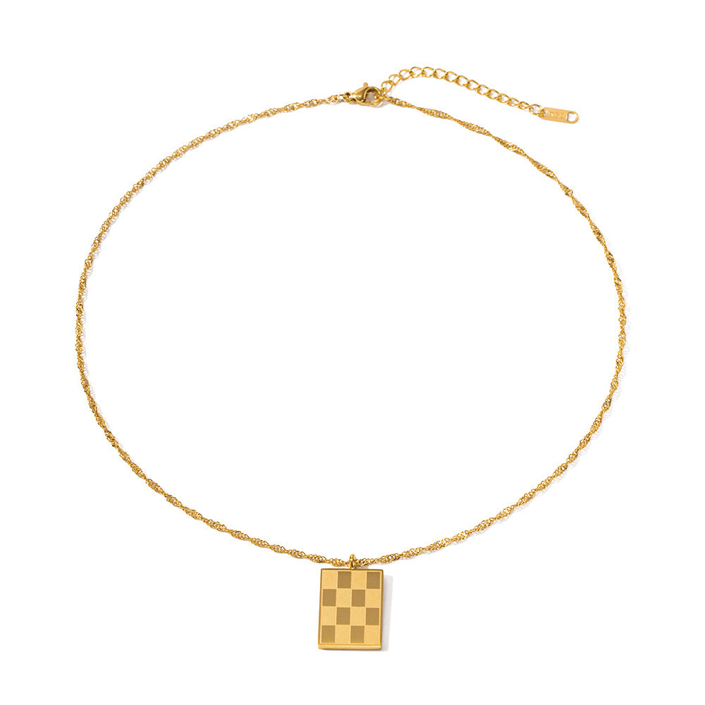 Geometric Gold Vintage Square Necklace