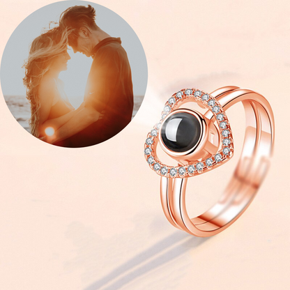 Sparkling Heart Projection Stack Ring P007