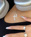 Double Cross Pendant Necklace