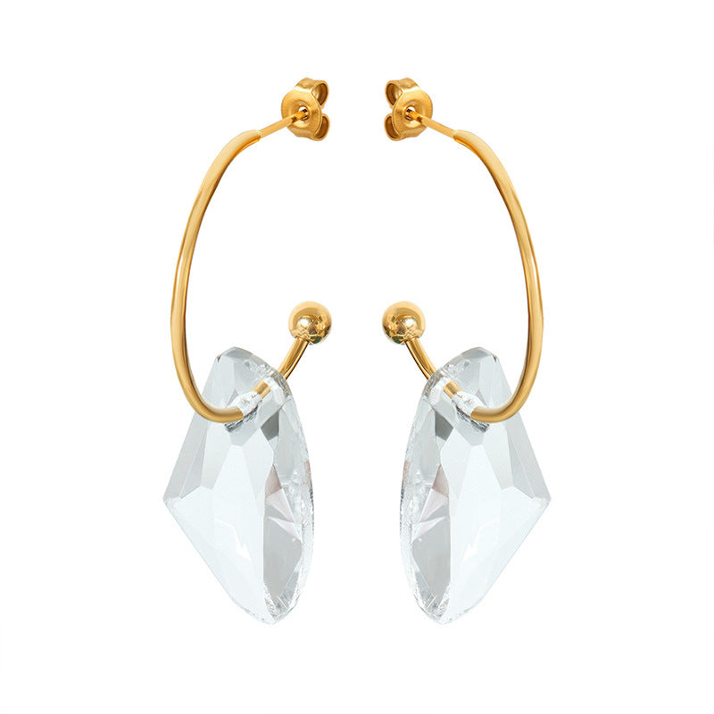 Eternal Radiance 18K Gold Gemstone C-Elegance Earrings