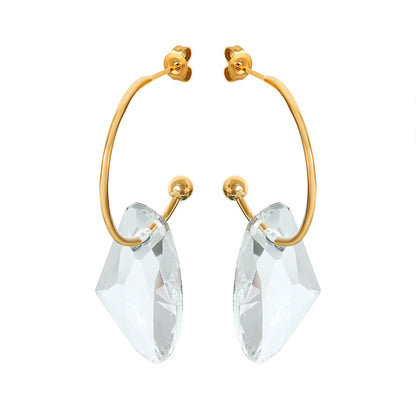 Eternal Radiance 18K Gold Gemstone C-Elegance Earrings