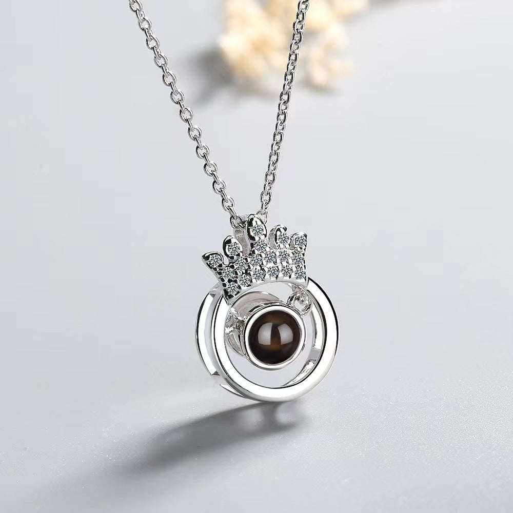 Dazzling Crown Diamond Projection Necklace N021