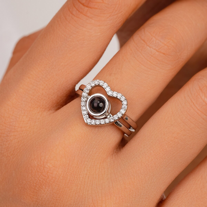 Sparkling Heart Projection Stack Ring P007