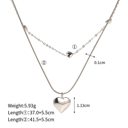 18K Gold Double Layer Heart Necklace