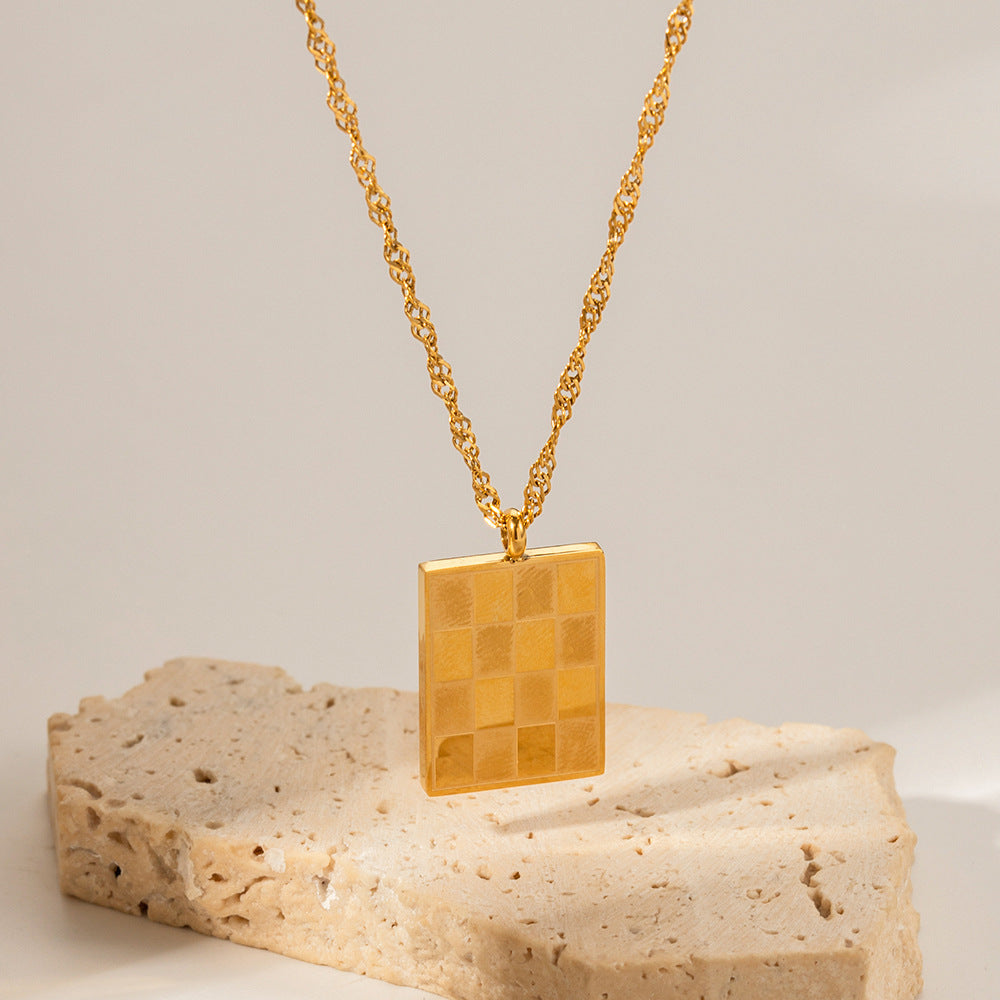 Geometric Gold Vintage Square Necklace