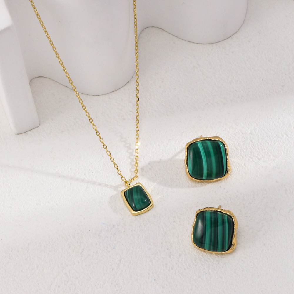 Esmeralda Malachite Gemstone Earring