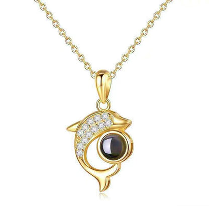 Timeless Prezzie Sparkling Dolphin Projection Necklace P010