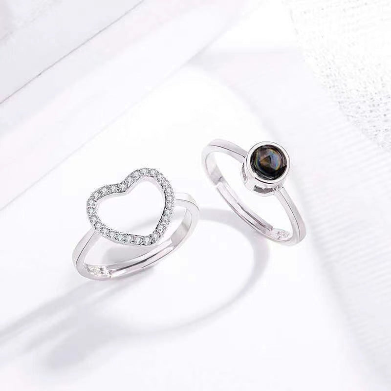 Sparkling Heart Projection Stack Ring P007