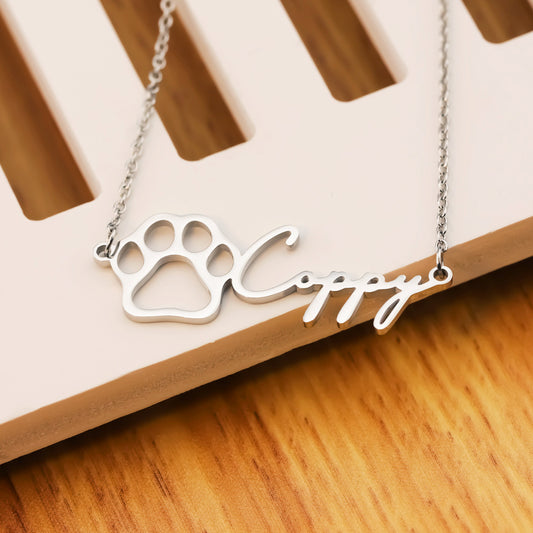 Customized Name Paw Necklace