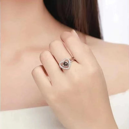 Sparkling Heart Projection Stack Ring P007