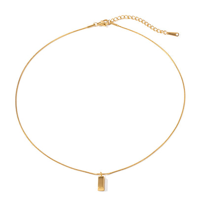 Timeless Brilliance 18K Gold Rectangular Pendant Necklace