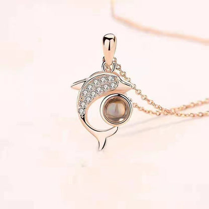 Timeless Prezzie Sparkling Dolphin Projection Necklace P010