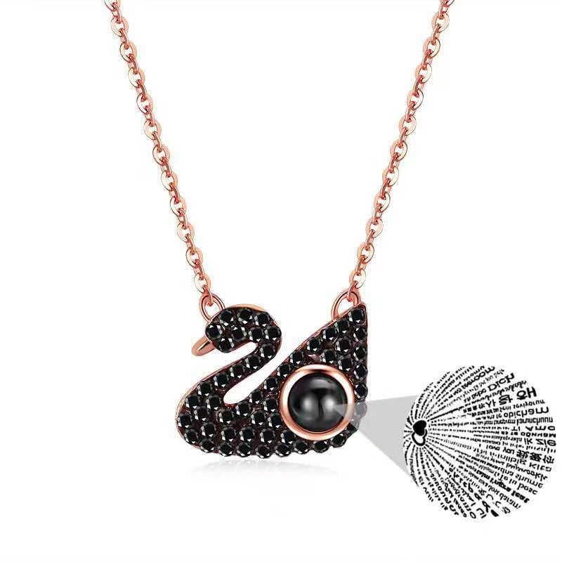 Dazzling Swan Projection Necklace P028