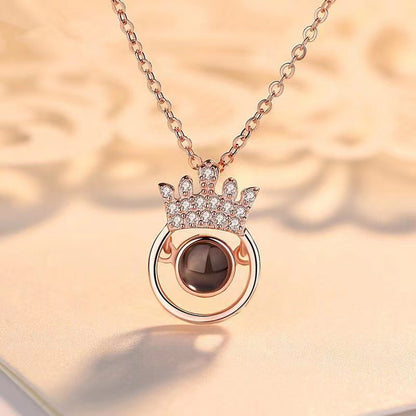 Dazzling Crown Diamond Projection Necklace N021