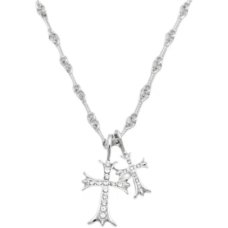 Double Cross Pendant Necklace