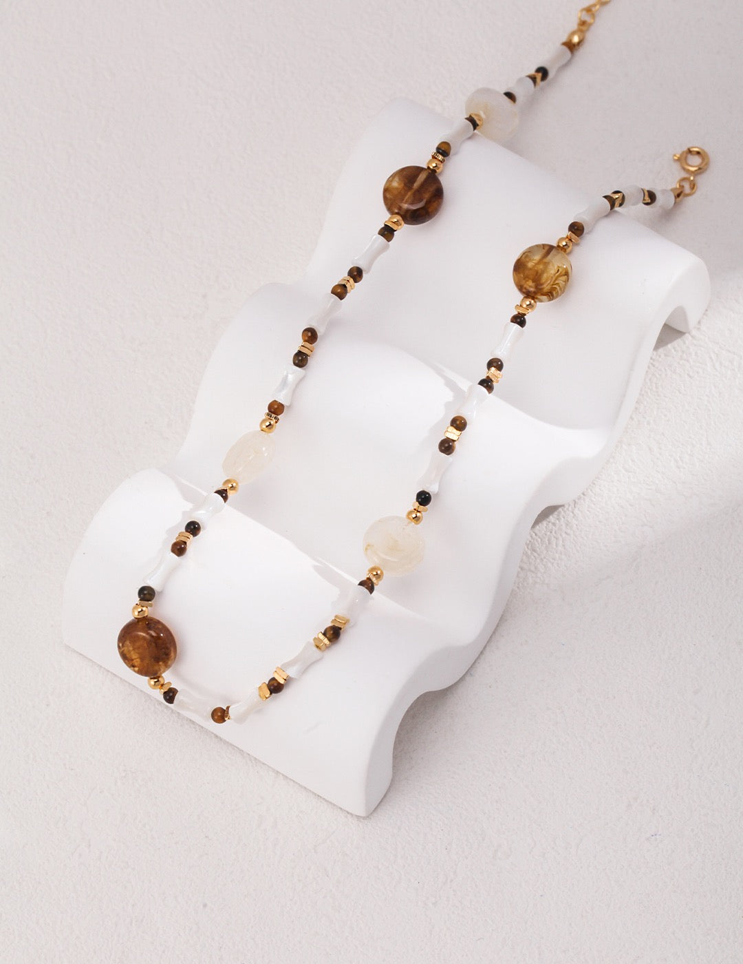 Tiger's Eye Beaded Gemstone Necklace