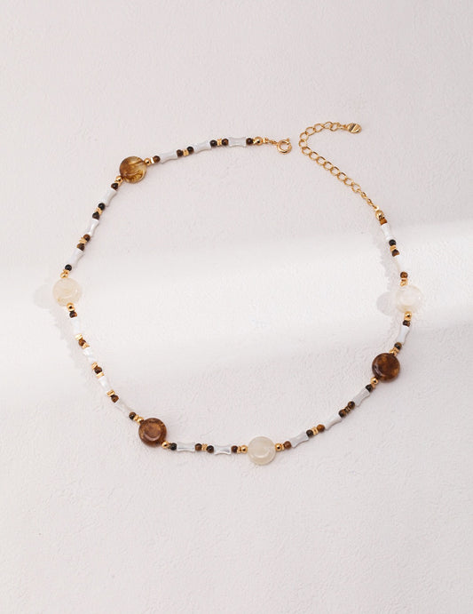 Tiger's Eye Beaded Gemstone Necklace