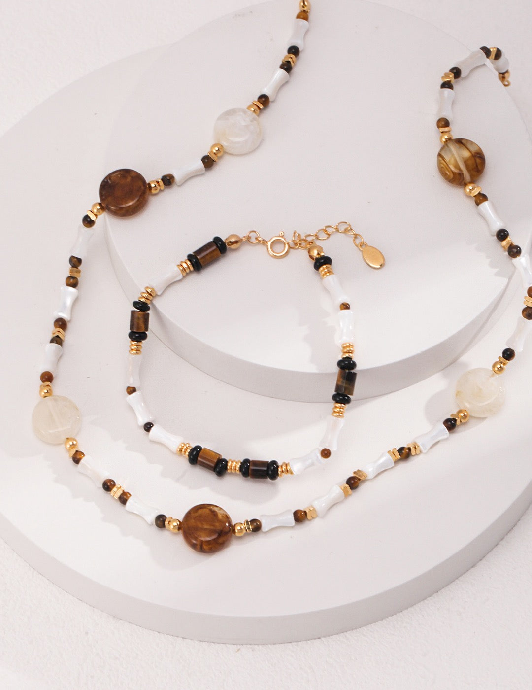 Tiger's Eye Beaded Gemstone Necklace