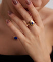 Minimalist Lapis Lazuli Gemstone Earring and Ring Ensemble