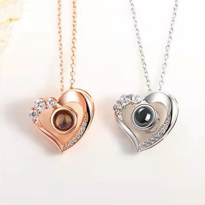 Sparkling Heart Projection Necklace P003