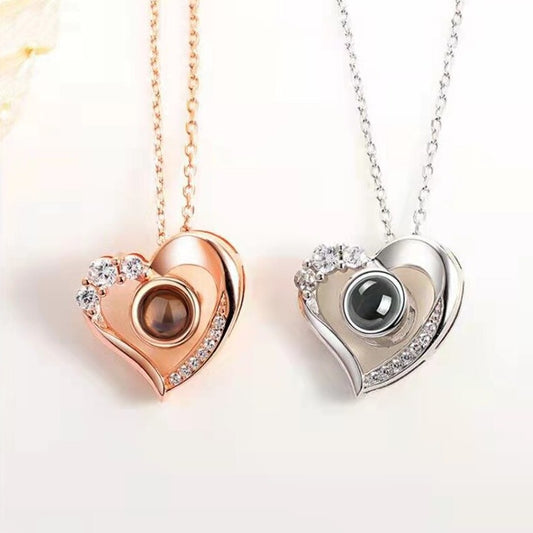 Sparkling Heart Projection Necklace P003