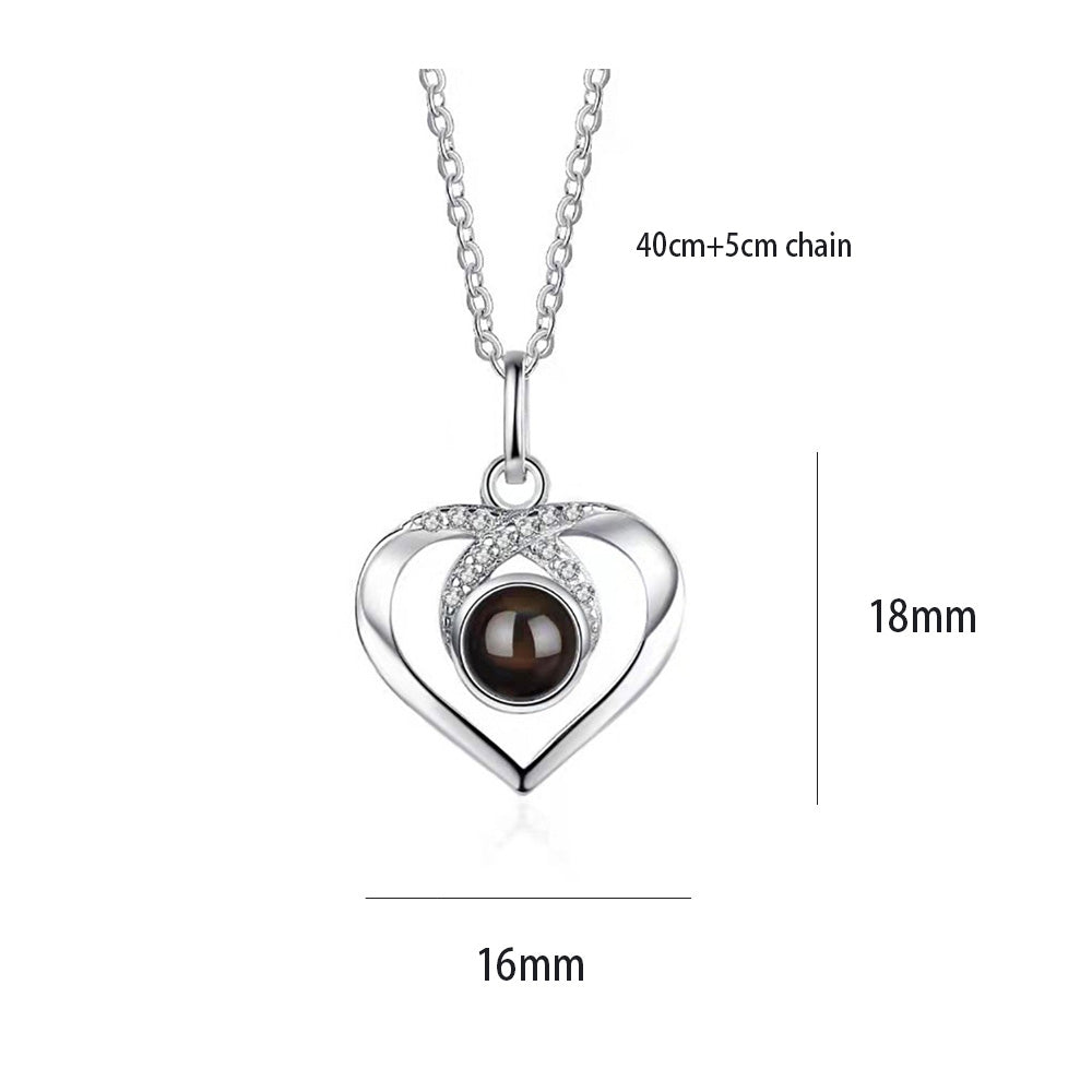 Cross Heart Diamond Projection Necklace P002