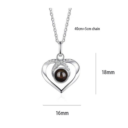 Cross Heart Diamond Projection Necklace P002