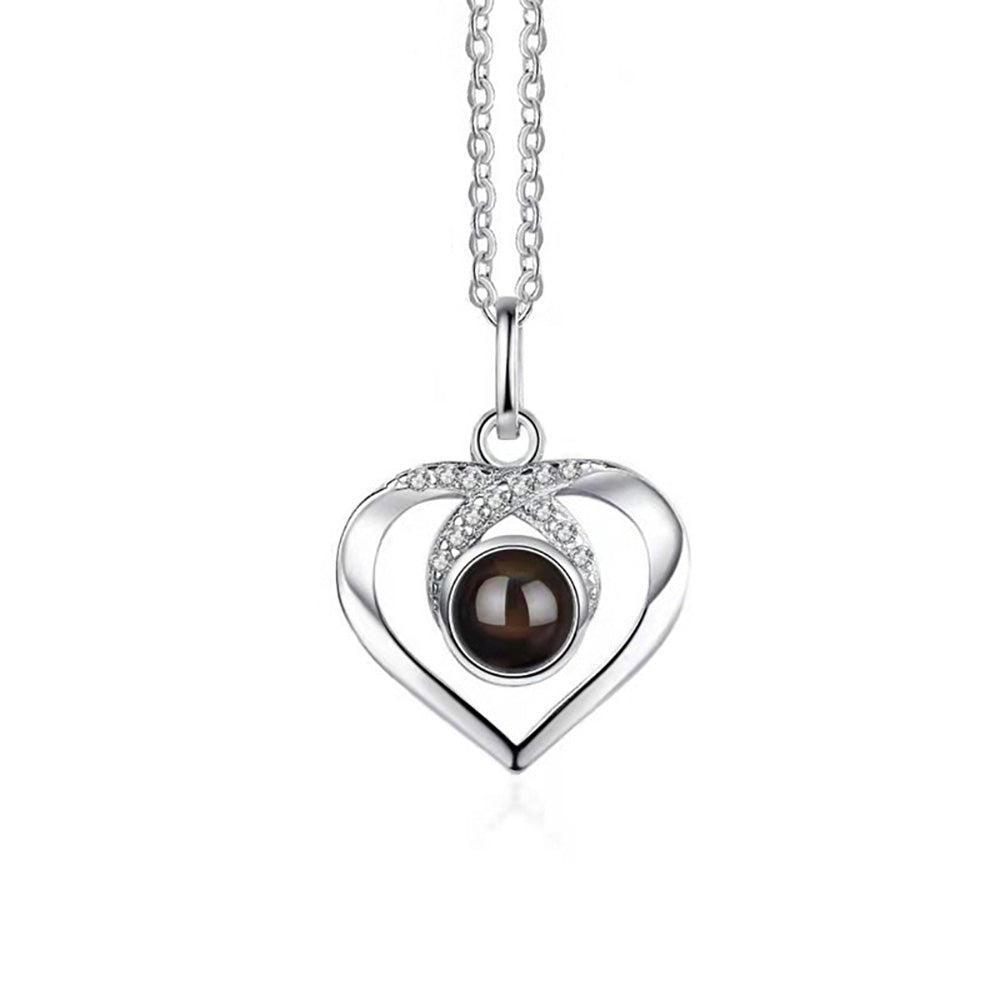 Cross Heart Diamond Projection Necklace P002