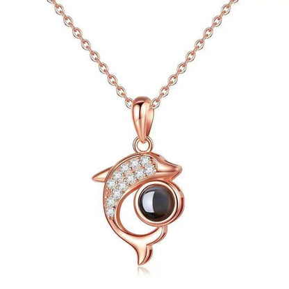 Timeless Prezzie Sparkling Dolphin Projection Necklace P010