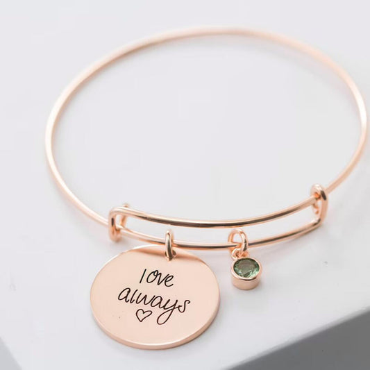 Custom Name Classic Birthstone Bangle B001