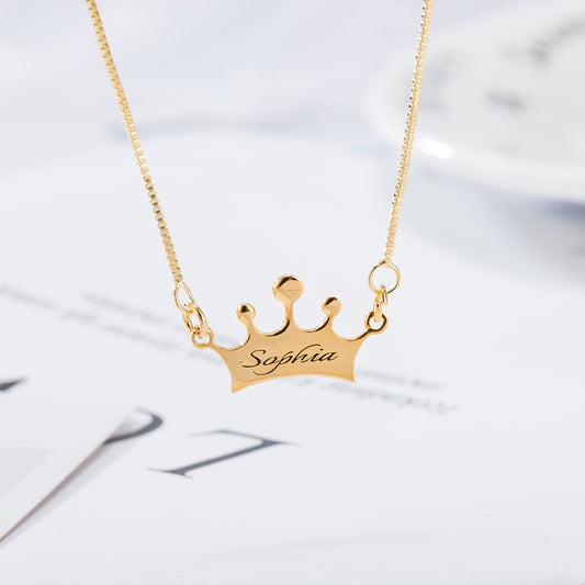 Custom Name Crown Necklace N029