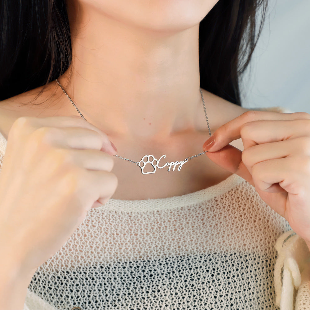 Customized Name Paw Necklace