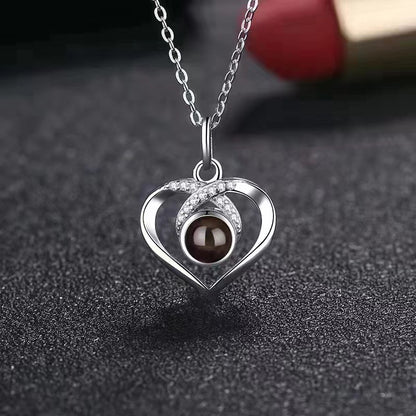 Cross Heart Diamond Projection Necklace P002