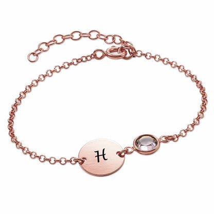 Birthstone Initial Bracelet B008