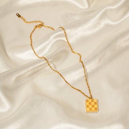 Geometric Gold Vintage Square Necklace