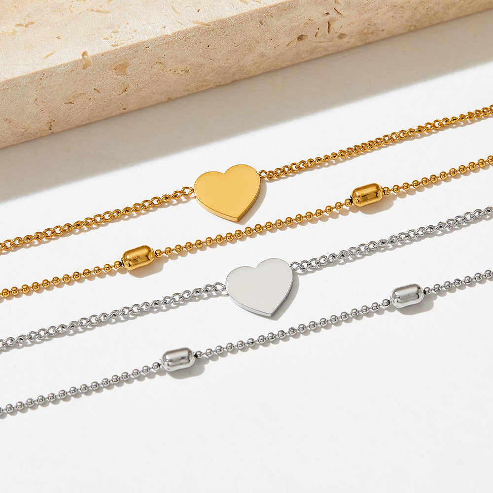 Timeless Romance 18K Gold Double-Layer Heart Anklet