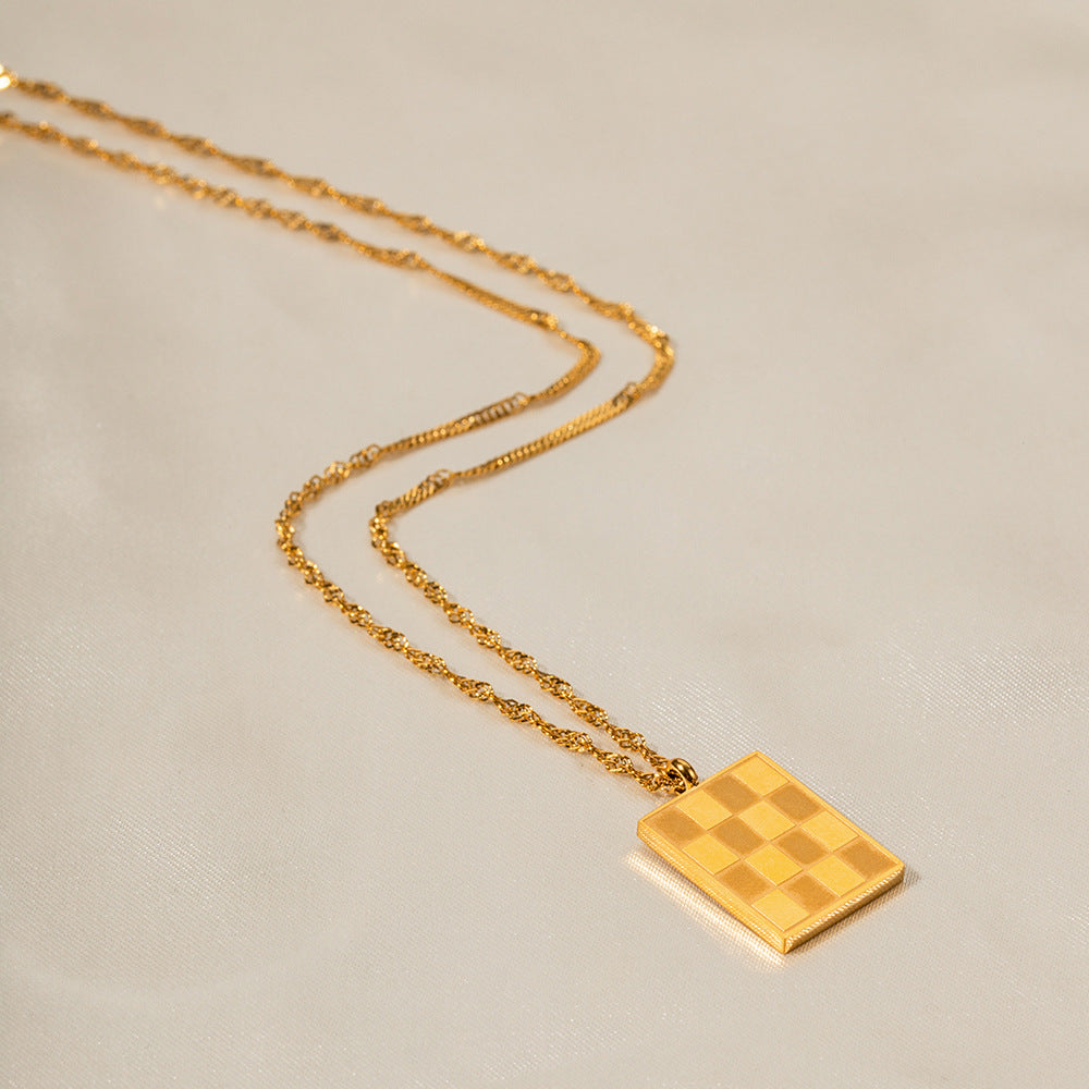 Geometric Gold Vintage Square Necklace