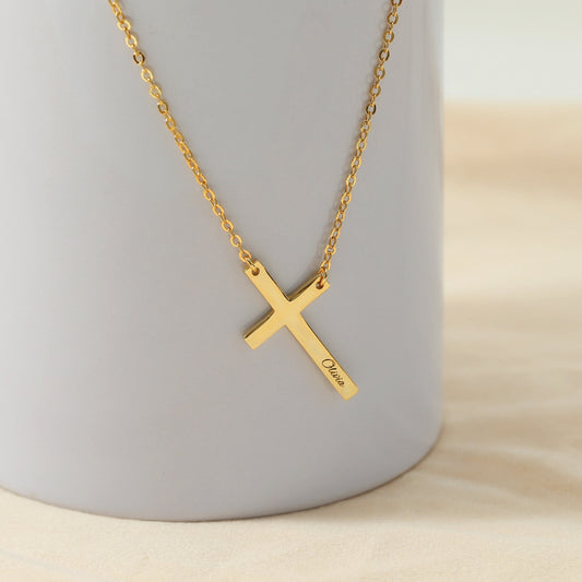 Customizable Name Cross Necklace NC001