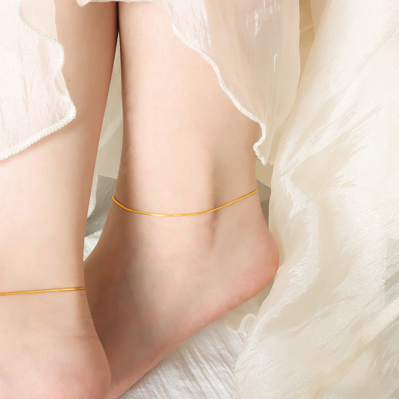 Timeless Elegance 18K Gold Minimalist Anklet