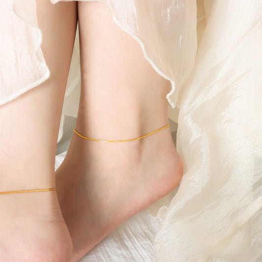 Timeless Elegance 18K Gold Minimalist Anklet