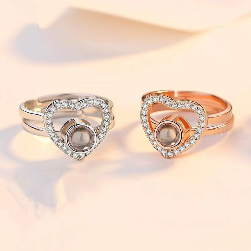 Sparkling Heart Projection Stack Ring P007